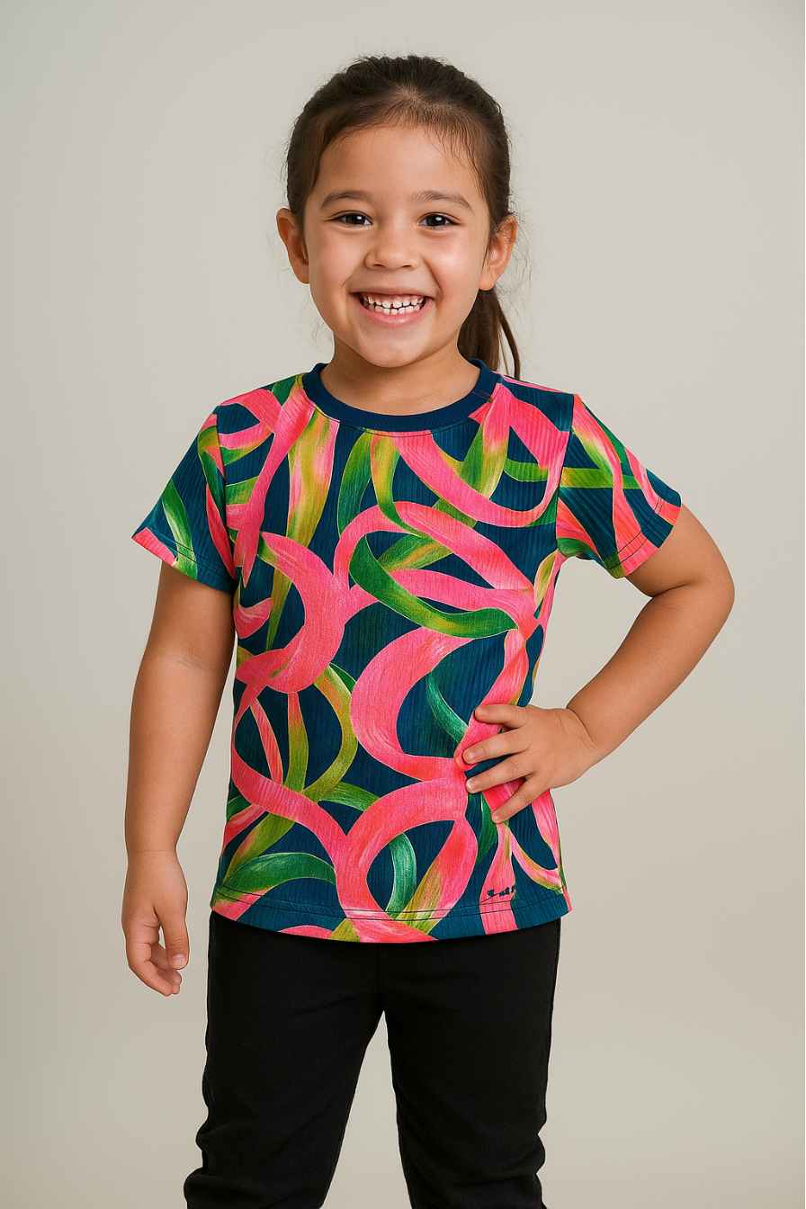 Multicolor Abstract Printed T-Shirt for Girls