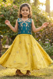 Teal Green Sequinned Lehenga Choli For Girls