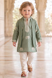 Sage Green White Elephant Embroidered Kurta Pant Set with Dupatta