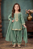 Sage Green  Delicate Floral Embroidered Patiala Set With Dupatta
