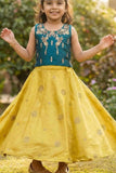 Teal Green Sequinned Lehenga Choli For Girls