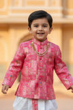 Pink Patchwork Printed Kurta And Dhoti  Set for Boys