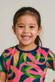 Multicolor Abstract Printed T-Shirt for Girls