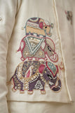 Boys White Kurta Set with Elephant Embroidered Nehru Jacket