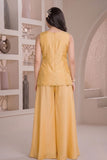 Yellow Embroidered Georgette Palazzo Set For Girls