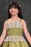 Olive Green Embellished Party Wear Gown for Girls