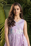 Lavender Embroidered Ethnic Gown with Tassel Detailing for Girls