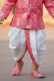 Pink Patchwork Printed Kurta And Dhoti  Set for Boys