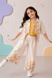 Mustard Yellow and Ivory Floral Jacket Palazzo Set