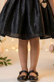 Black Floral Party Wear Frock For Baby Girls
