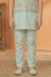 Pista Embroidered Kurta Set with Nehru Jacket For Boys