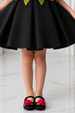 Girls Black 3D Floral Applique Party Wear Frock