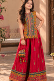 Red Multicolour Printed Palazzo Set for Girls