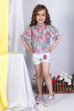 Multicolor Printed Summer Shorts Set For Girls