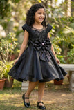 Black Embellished Party Wear Frock with Structured Shoulder Straps For Girls