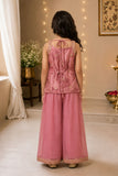 Pink Embroidered Kurti And Palazzo Set for Girls