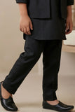 Boys Black Embellished Kurta Set with Jacket