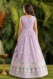 Lavender Embroidered Ethnic Gown with Tassel Detailing for Girls