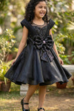 Black Embellished Party Wear Frock with Structured Shoulder Straps For Girls