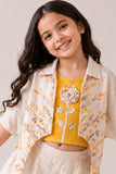 Mustard Yellow and Ivory Floral Jacket Palazzo Set