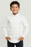 Classic White Tuxedo Shirt with Pleated Front  For Boys