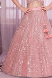Blush Pink Heavy Sequin Embroidered Lehenga Choli Set For Girls