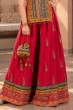 Red Multicolour Printed Palazzo Set for Girls