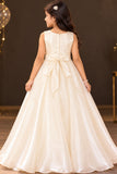 Cream Sequin Embellished Party Wear Gown For Girls