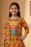 Mustard Yellow Floral Printed Jacket Style Lehenga Choli