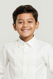 Classic White Tuxedo Shirt with Pleated Front  For Boys
