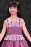 Onion Pink Embellished Party Wear Gown for Girls