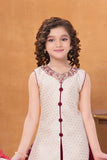 Cream and Maroon Embroidered Patiala Set with Dupatta For Girls