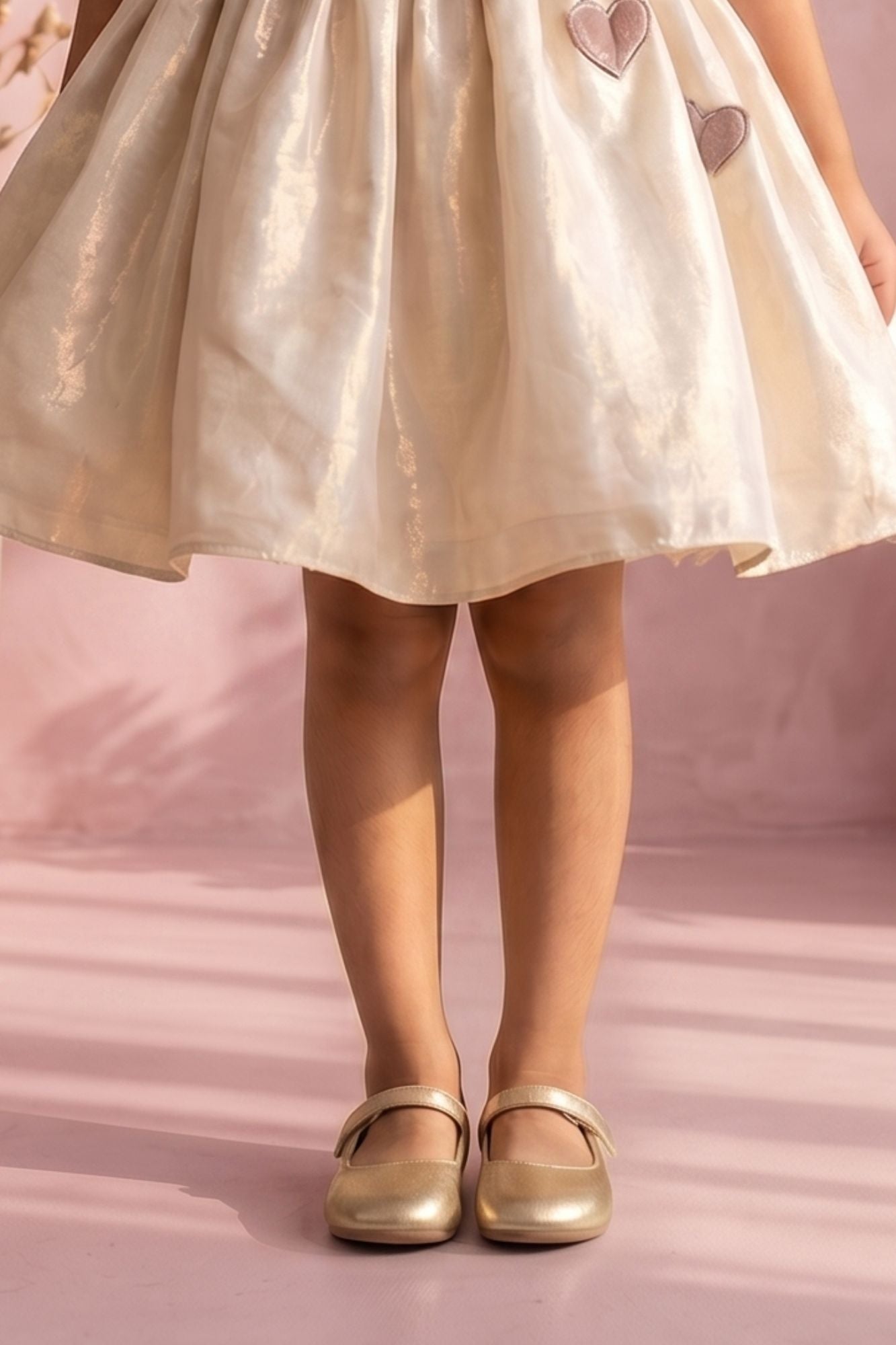 Fawn Floral Party Wear Frock For Baby Girls