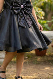 Black Embellished Party Wear Frock with Structured Shoulder Straps For Girls