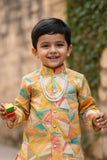 Multicolor Geometric Printed  Kurta And Dhoti  Set for Boys