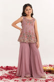 Girls Dusty Rose Floral Embroidered Palazzo Set