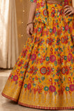 Mustard Yellow Floral Printed Jacket Style Lehenga Choli