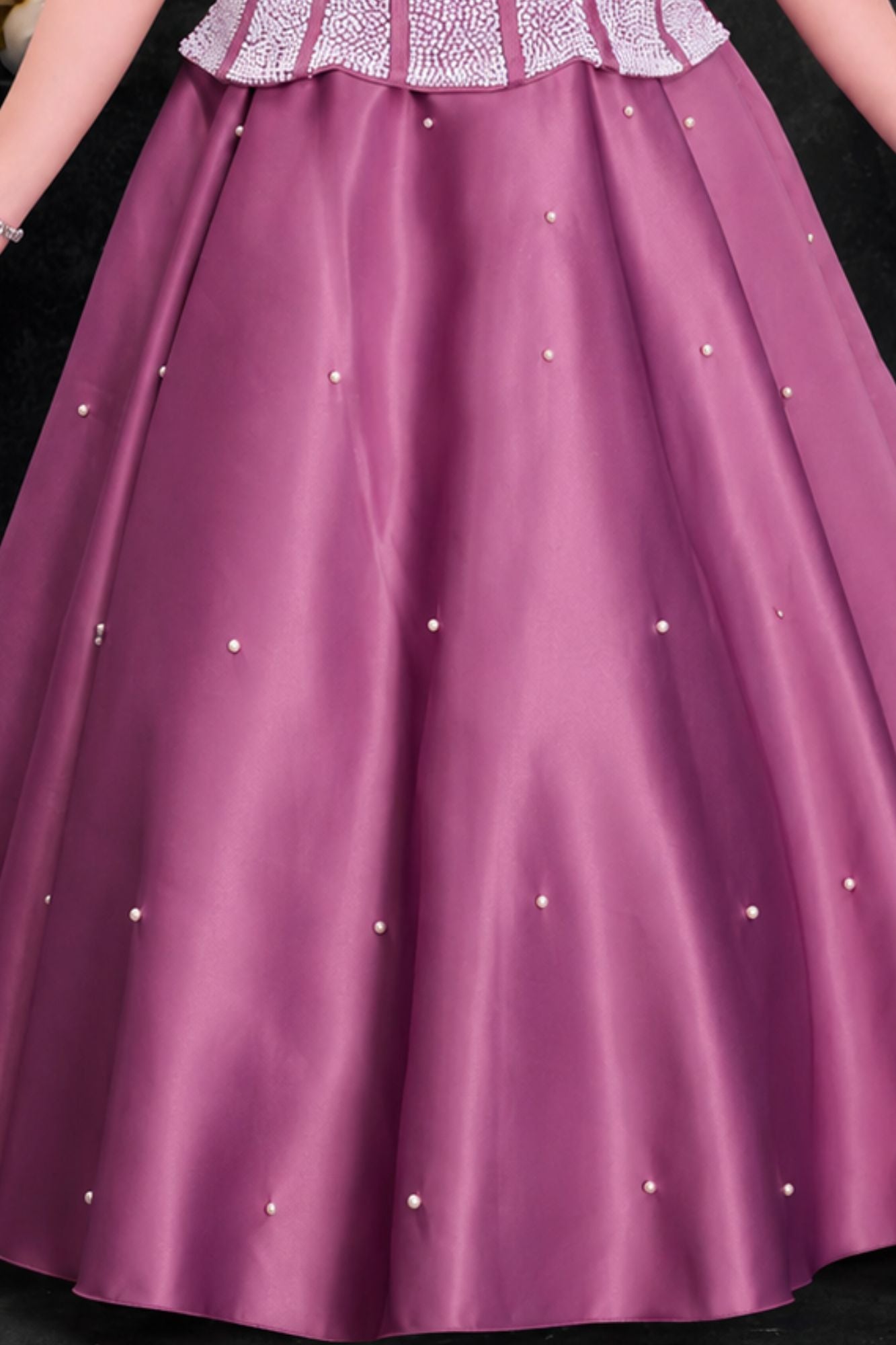 Onion Pink Embellished Party Wear Gown for Girls
