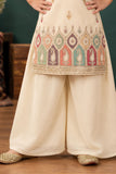 Beige Multicolor Embroidered Palazzo Set For Girls