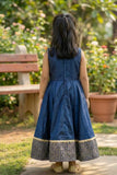 Navy Blue Embroidered Anarkali Gown For Girls