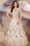 Cream Heavy Embroidered Lehenga Choli with Sequin and Thread Work For Girls