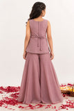Girls Dusty Rose Floral Embroidered Palazzo Set
