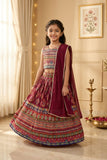Maroon Printed Lehenga Choli with Dupatta
