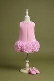 Baby Pink Rosette Hem Party Wear Frock