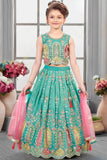 Rama Embroidered Lehenga Choli Set For Girls