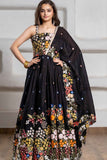 Elegant Black Thread Embroidered And Bead Work Ethnic Gown For Girls
