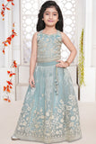 Sky Blue Heavy Embroidered Lehenga Choli For Girls