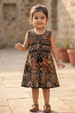 Black Boho-Style Multicolor Printed Casual Dress For Girls
