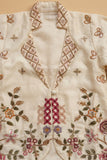 Ivory Embroidered Jacket & Palazzo Set With Designer Jacket