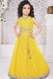 Yellow Embellished Lehenga Choli Set for Girls